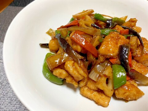 柔らか＊鶏ムネ肉と野菜のピリ辛炒め